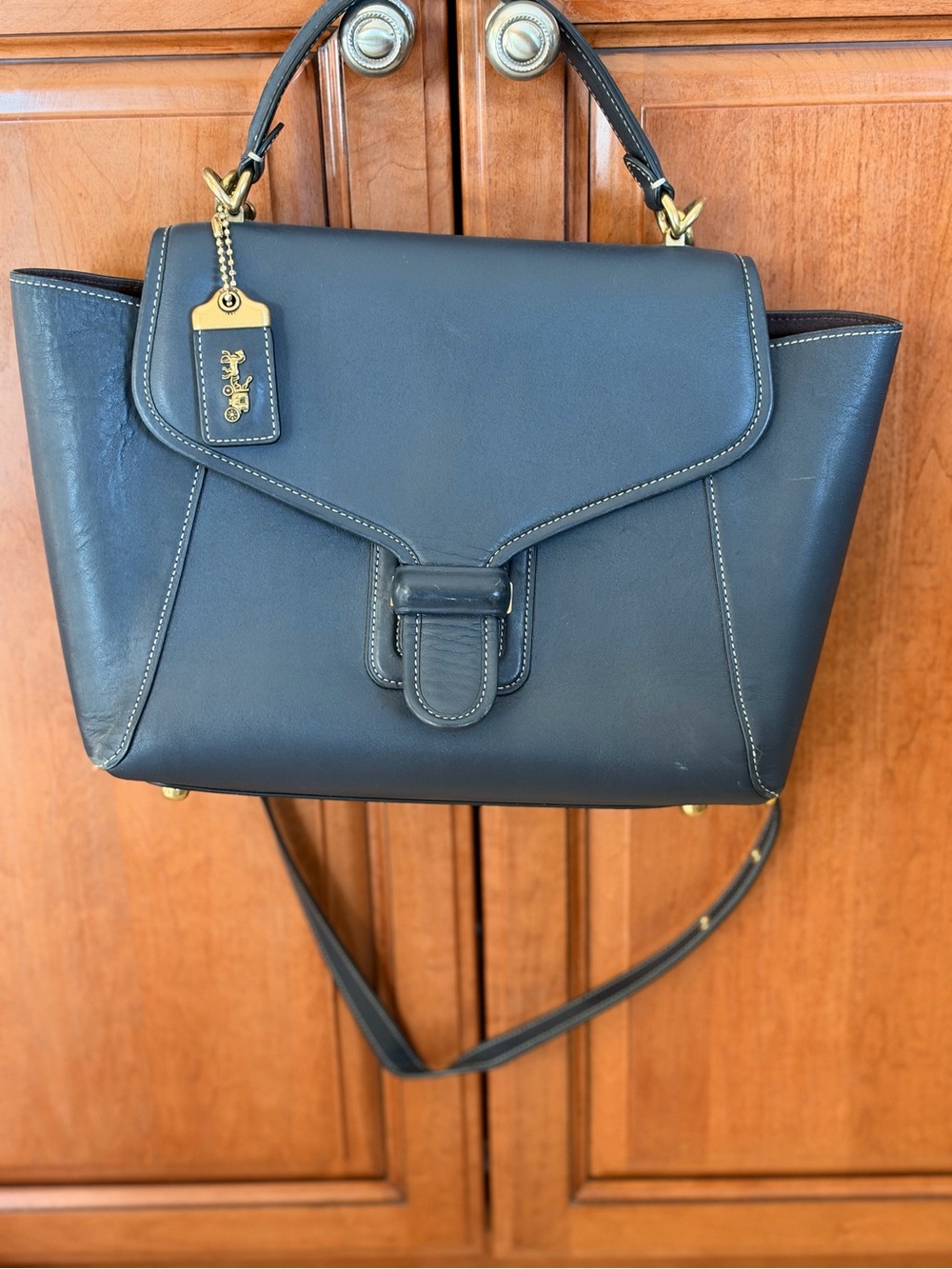 Coach Navy Leather Courier Carryall